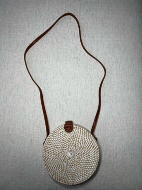 No Brand Round Woven Straw Crossbody Bag – Boho Summer Purse